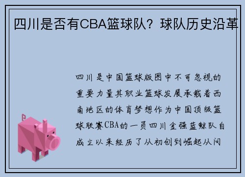 四川是否有CBA篮球队？球队历史沿革